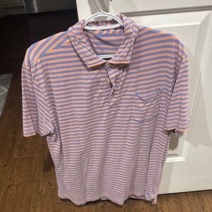 Peter Millar Striped Polo Shirt - Orange and Blue